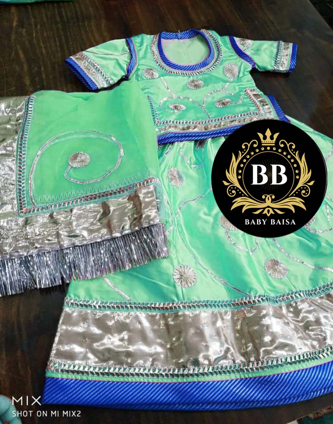Fancy Kids Poshak in Light Green Color