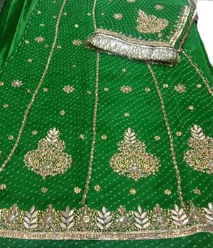 Green Colour Poshak with Gota-Patti Work
