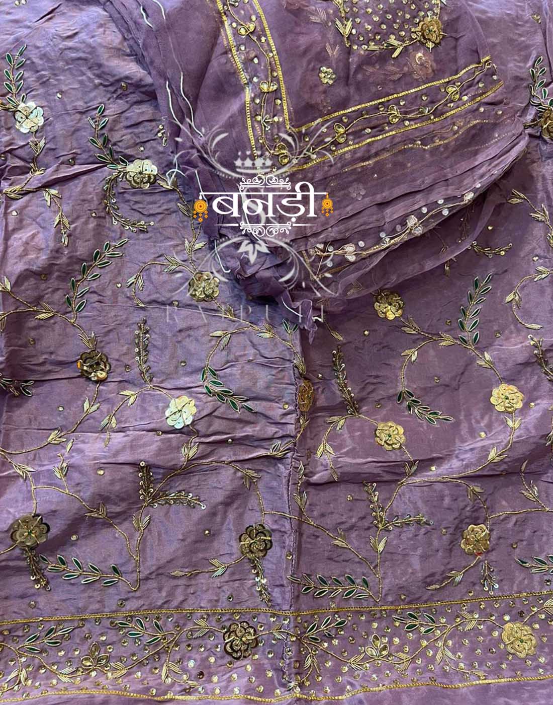 Crep Poshak with Thakurji Pure Odhani in Light Wine Color