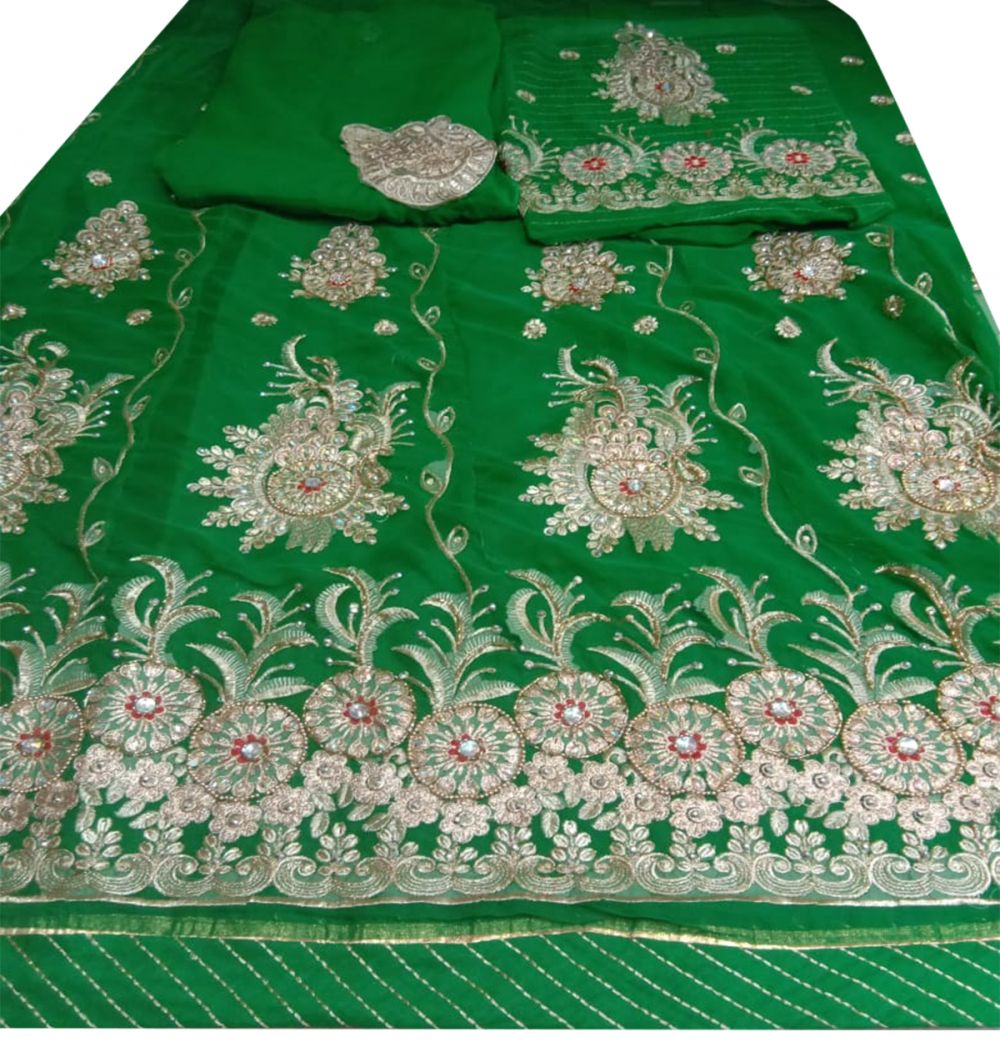 Green Color full work Rajasthani Poshak.