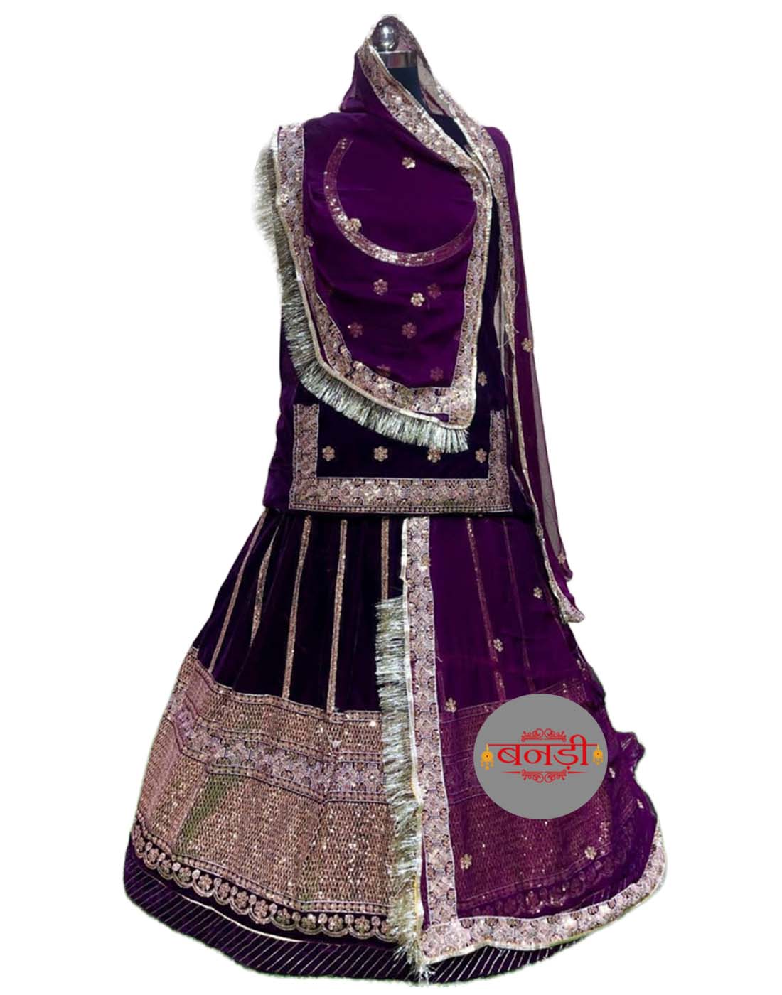 Velvet Poshak in Purple with Heavy Copper Sequence Work