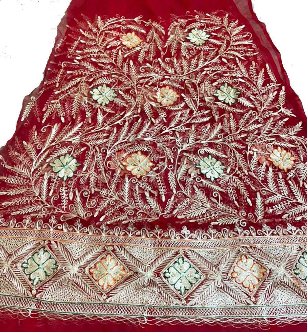 Red Royal Wedding Poshak in Kasab Zari Work