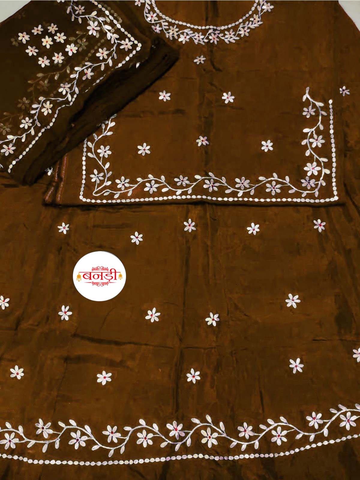 Elegance Coffee Color Rajputi Poshak with Pitan Work