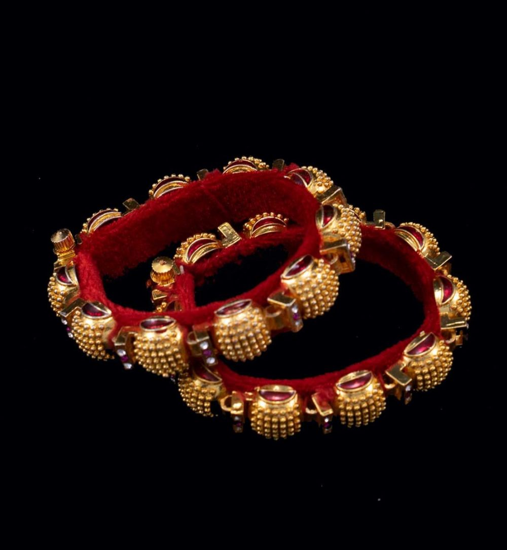 Rajputi Golden Bangles with Additional Work