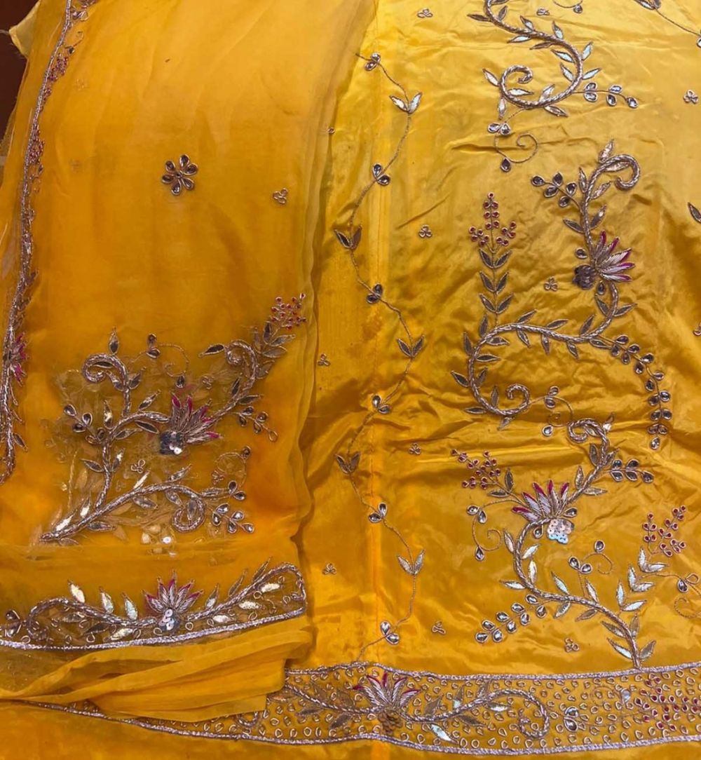 Light Yellow Poshak with Heavy Jardoji Dabka Work