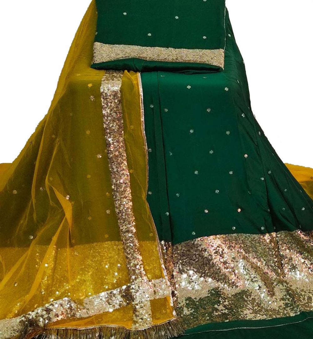 Rajputi Fancy Dress in Green Colour with Humrahi-pure Odhnai
