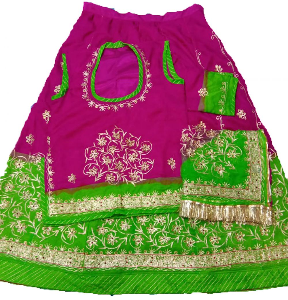 Green Poshak with Golden Zari Work