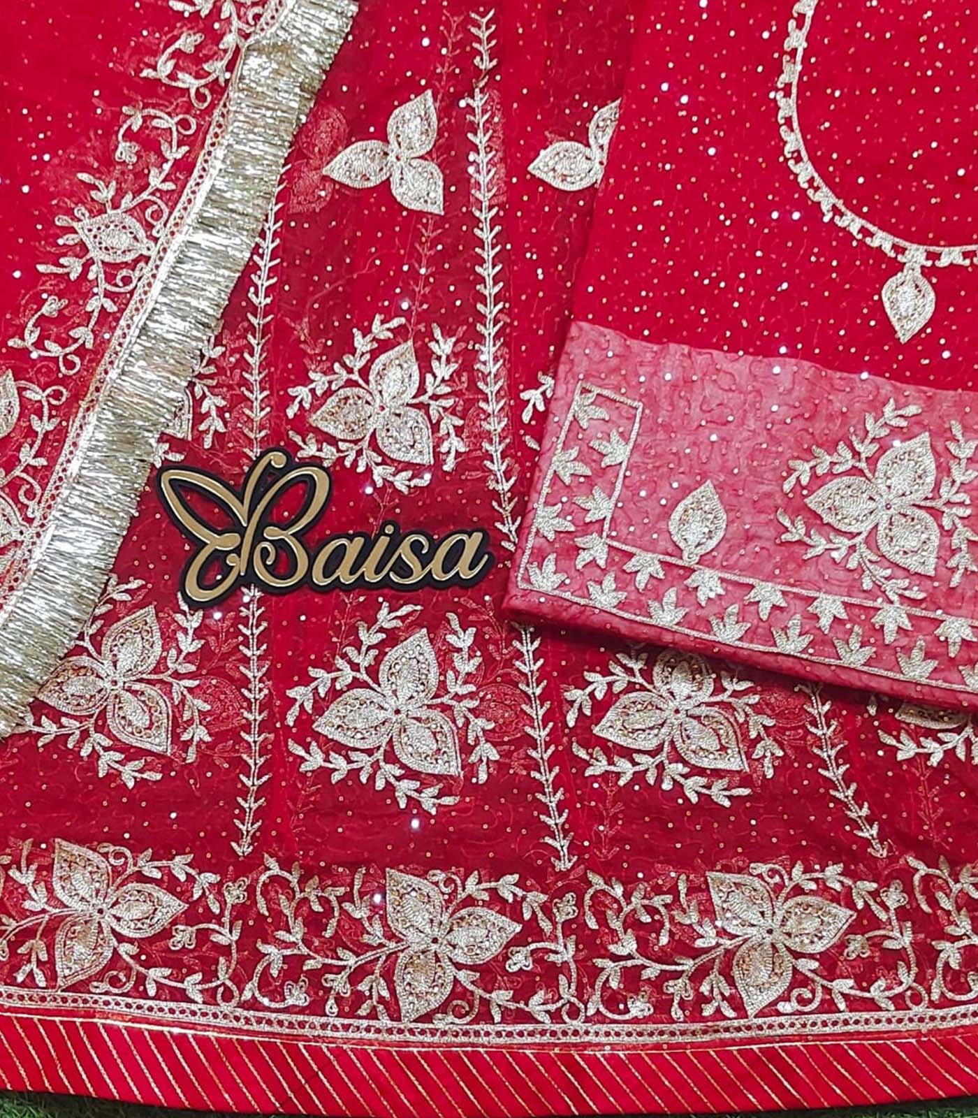 Red Rajasthani Poshak with Zari and Sequence Work 