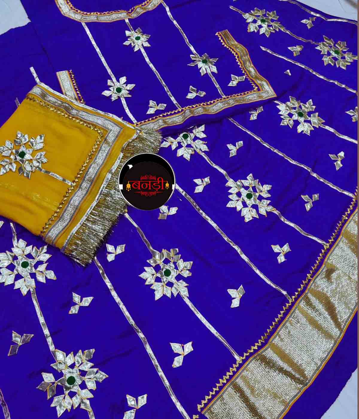 blue rajputi dress Poshak with Royal Lehenga and Yellow Odhani Peacock colour