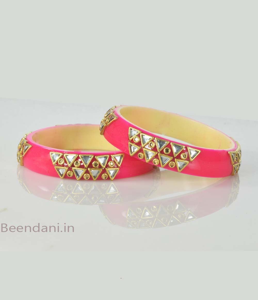 Pink Stunning Kundan Rajputi Bangles