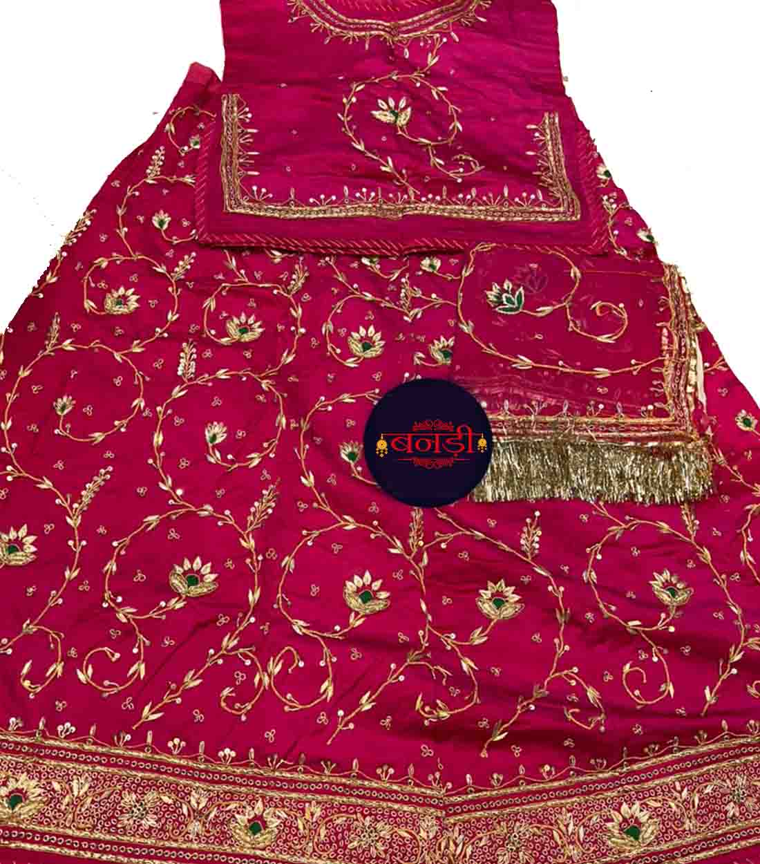 rani color poshak with zardoji work