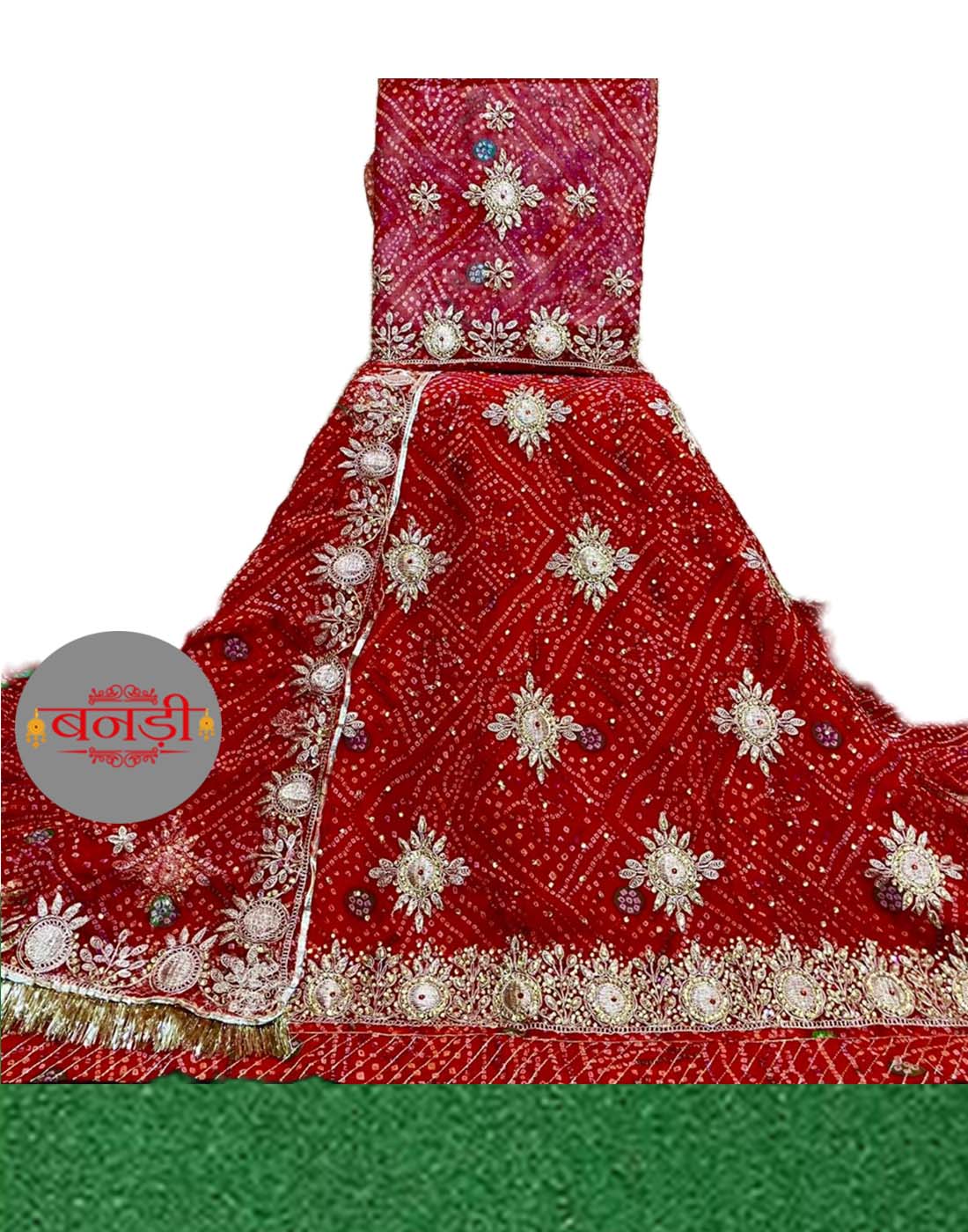 Red Chunari Poshak with Beautiful Zari Work with Flower Design