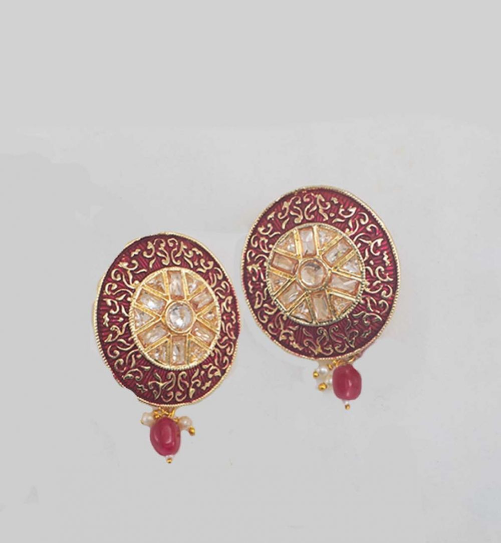 Rajasthani Choker Set with Maroon Pearls and Meena Work