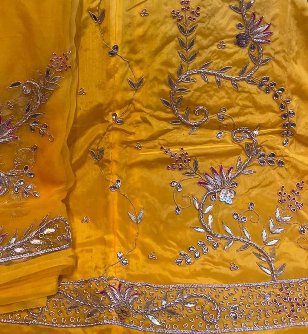 Light Yellow Poshak with Heavy Jardoji Dabka Work
