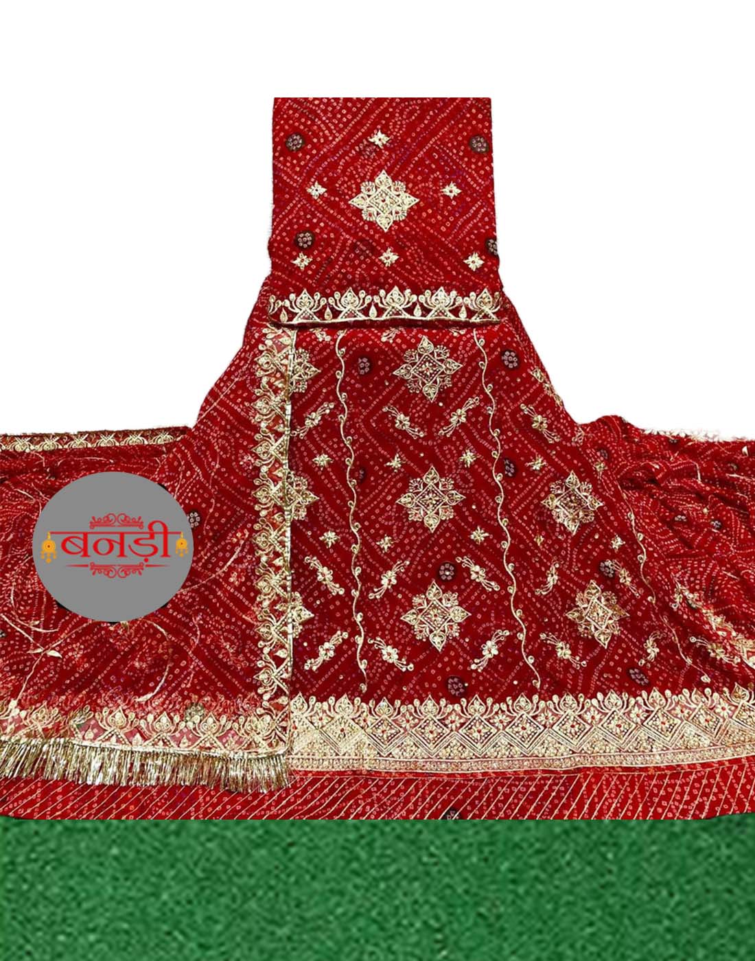 Red Chunari Poshak with Beautiful Zari Work at Beendani Store