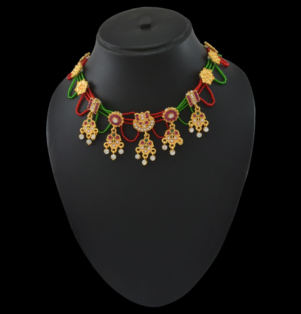 Traditional Royal Kanti in Multi-Colored Motis