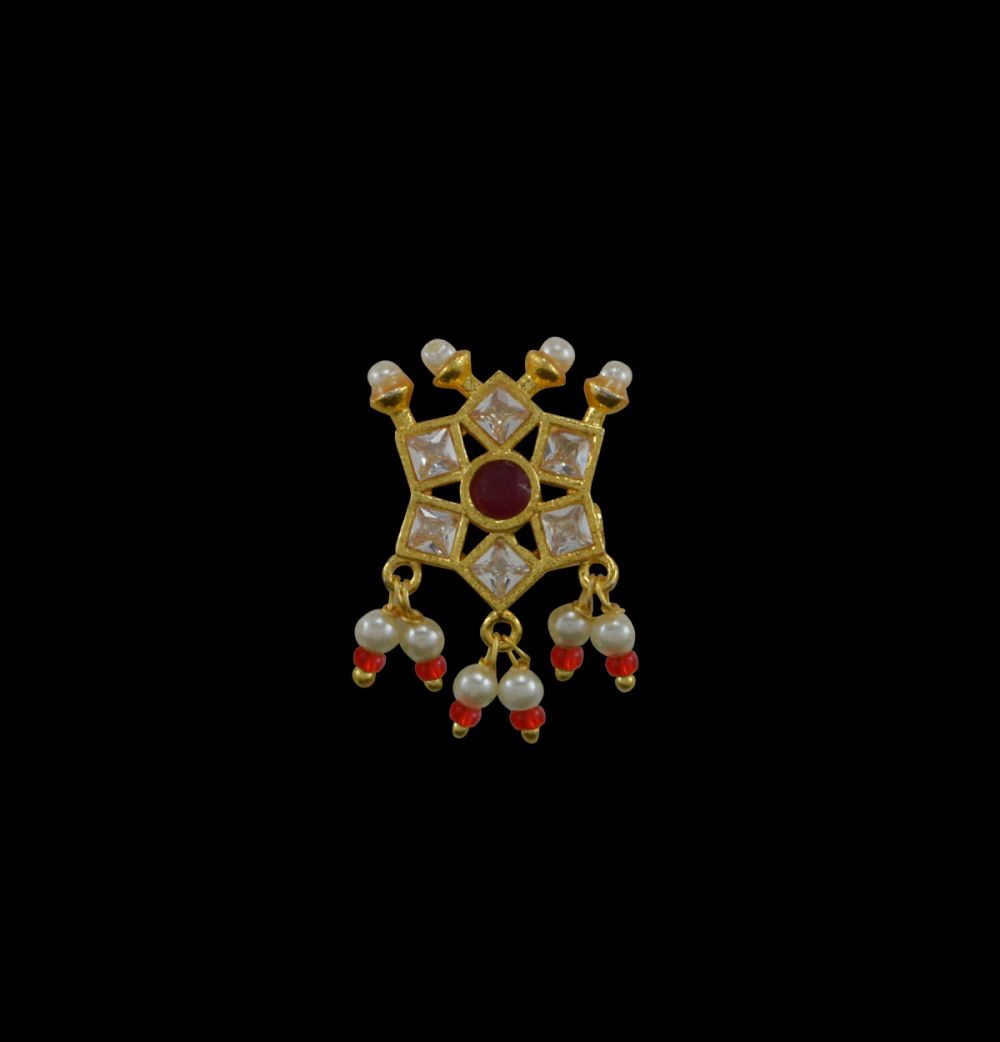 Red Stone Work Flower design Besar