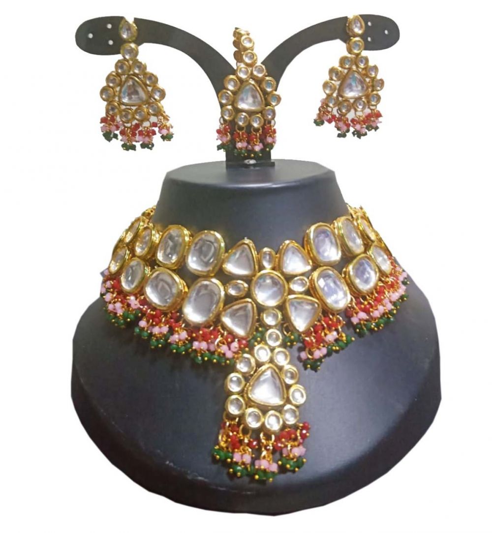 Rajwadi Heavy Highneck Choker with Kundan Work