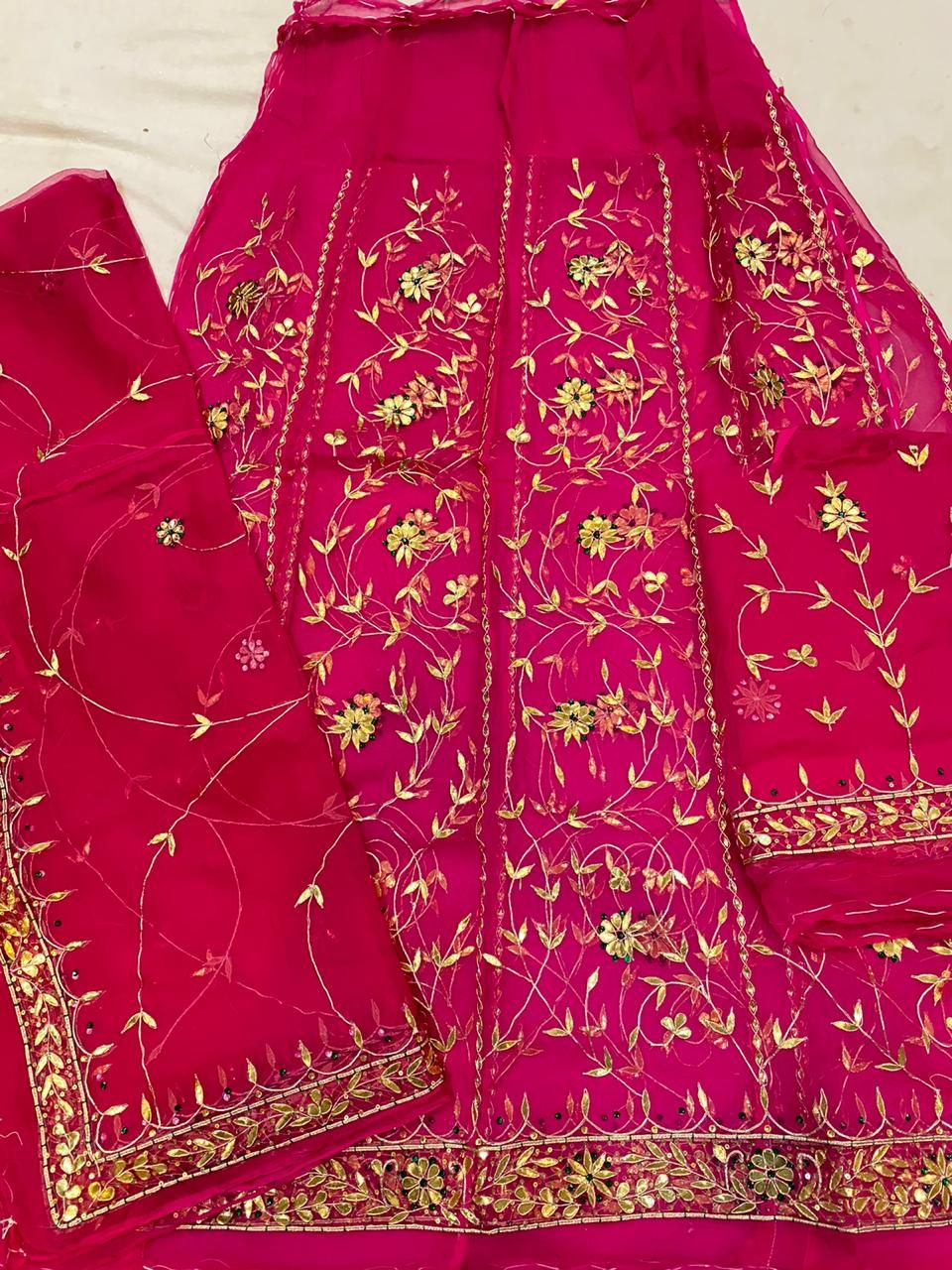 Magenta colour Poshak with Gota Patti work in Thakurji Pure Fabric
