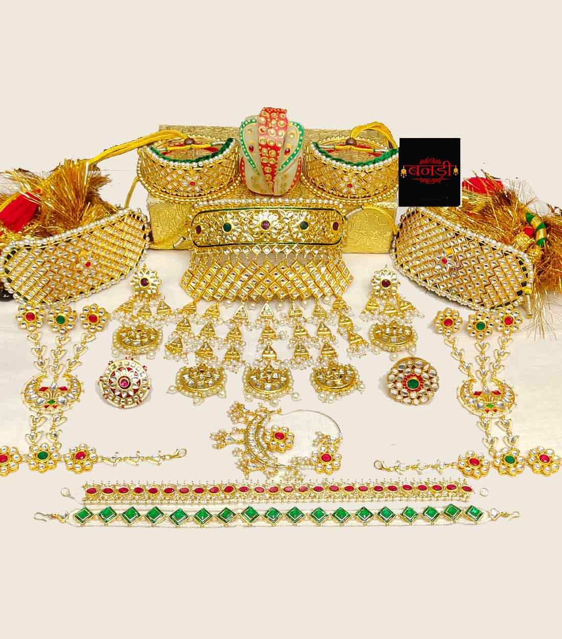Rajputi Kundan Bridal Set for Wedding Party Jewelry 