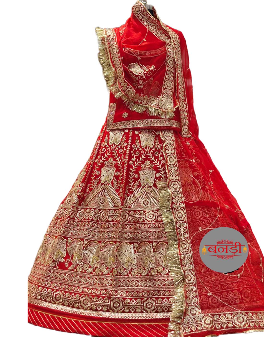 Heavy Work Red Bridal Poshak