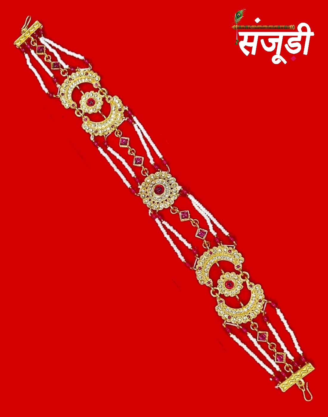 Broad Mathapatti with Red Stones