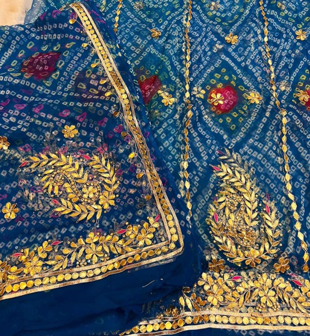 Blue Chunari Poshak in with Gotapatti Work