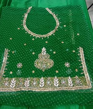Green Colour Poshak with Gota-Patti Work