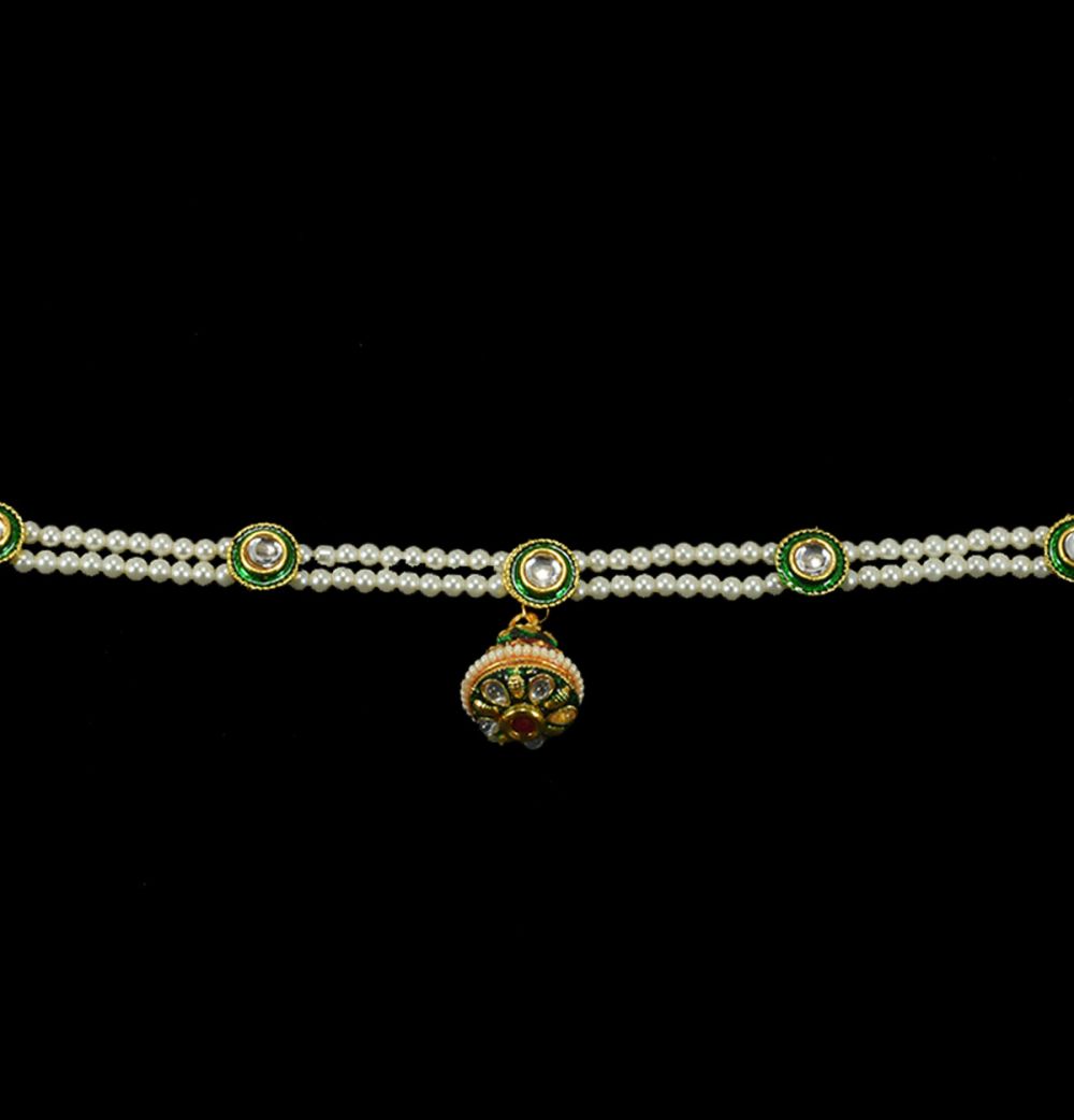 Shishpatti with Borla in white Moti and Stone