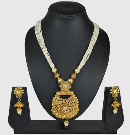 Pearl Long Pendant Necklace Set