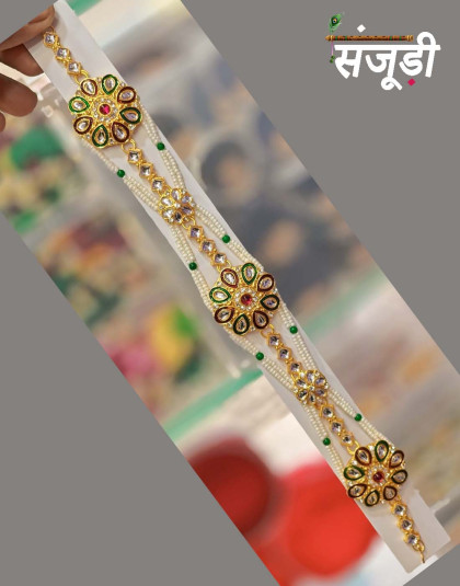 multicolor rajasthani shishful with white chheed