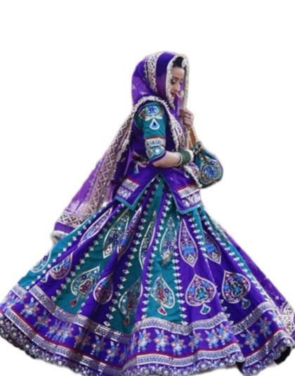 designer poshak in purple and blue color poshak