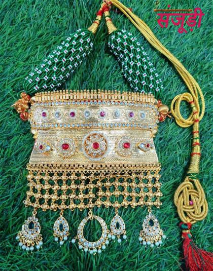 heavy rajwadi aad with jadau multicolor stones