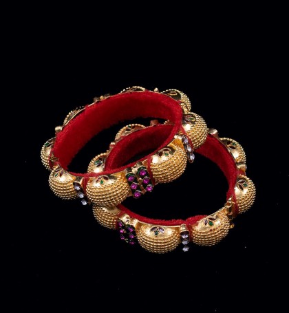 22k yellow gold handmade Top class rajasthani bangle bracelet Gajara pair  traditional wedding anniversary party belly dance jewelry | TRIBAL ORNAMENTS
