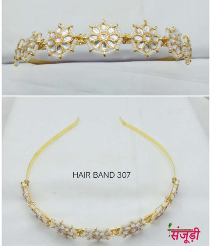 rajputi hairband mathapatti with white stones pendants