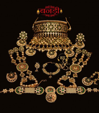 heavy rajwadi jewellery set for wedding party 