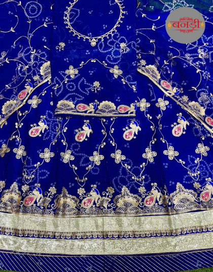 royal blue color fancy bandhani poshak