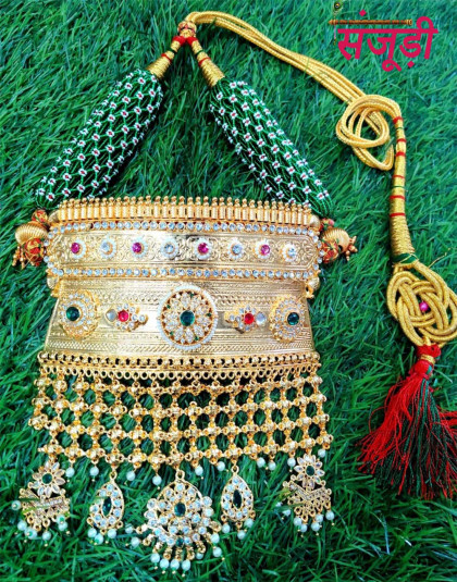 rajasthani heavy jadau aad with pink kundan