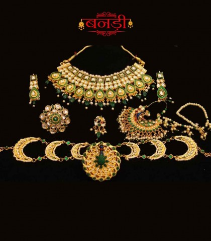 rajputi jewelry set with round shape kundan choker set 