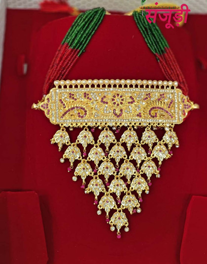 rajasthani aad with v shape latkan and pink drops