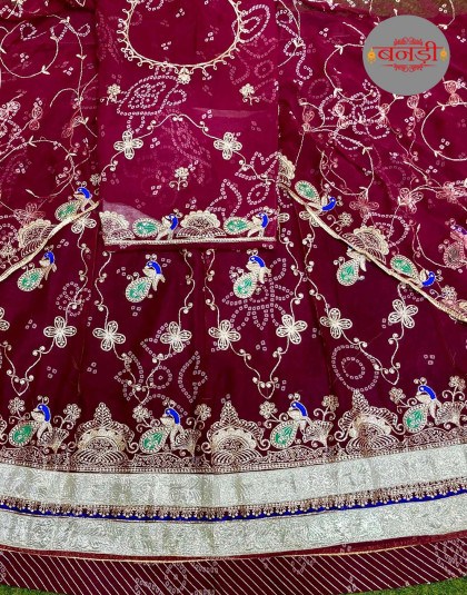 maroon color fancy chunari poshak